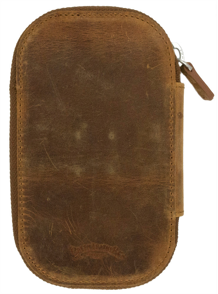 Galen Leather Co. Zippered 6 Slot Pen Case- Crazy Horse Brown