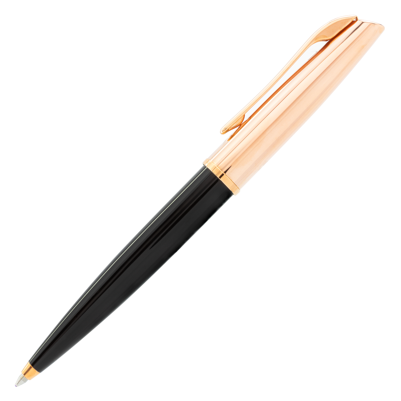 Aurora Style Rose Gold - Black Resin Body w/ Rose Gold Cap Ballpoint