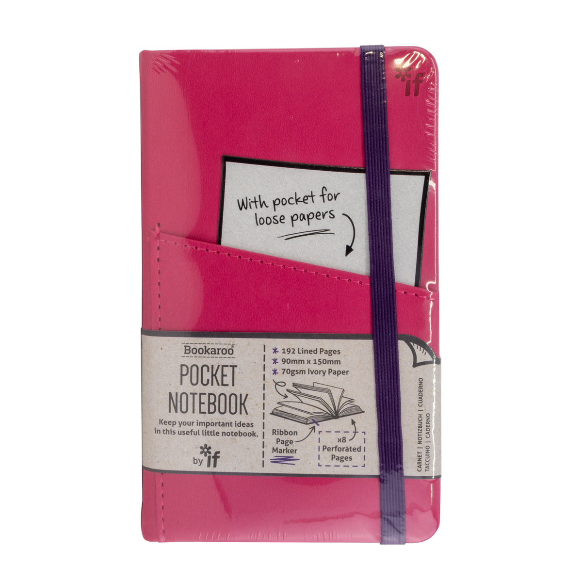 If Bookaroo  A6 Pocket Notebook - Hot Pink