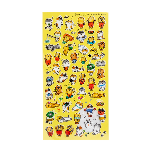 Gorogoro Cat Blowing Bubbles & Balloons Stickers by Mind Wave