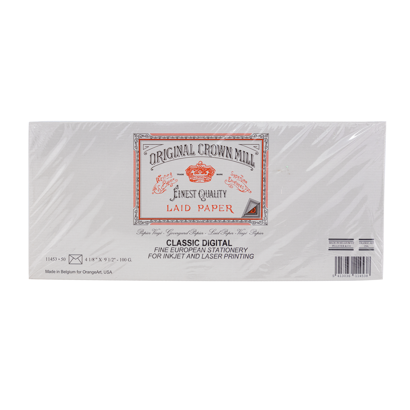 Original Crown Mill Classic Deckle Edge Envelopes Grey A9 (4.125 x 9.5in) 50 Pack