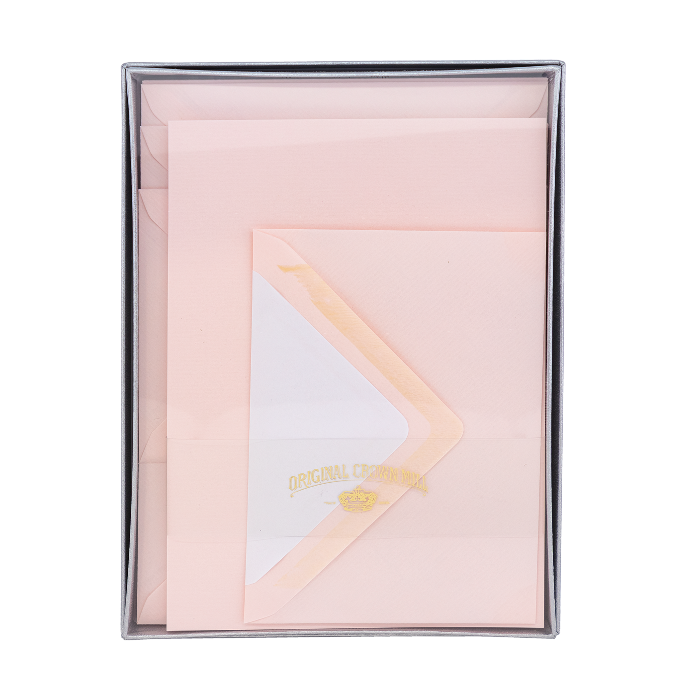 Original Crown Mill Stationery Set - Laid Finish Straight edge (5 3/4 x 8 1/4in ) Pink 25 pack