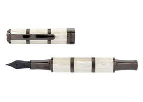 The new Monteverde Regatta Mother of Pearl features two colors of bands white Mother of Pearl  with gunmetal trim