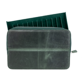 Galen Leather Co. Zipper Magnum Opus 12 Slot Hard Pen Case - Crazy Horse Green