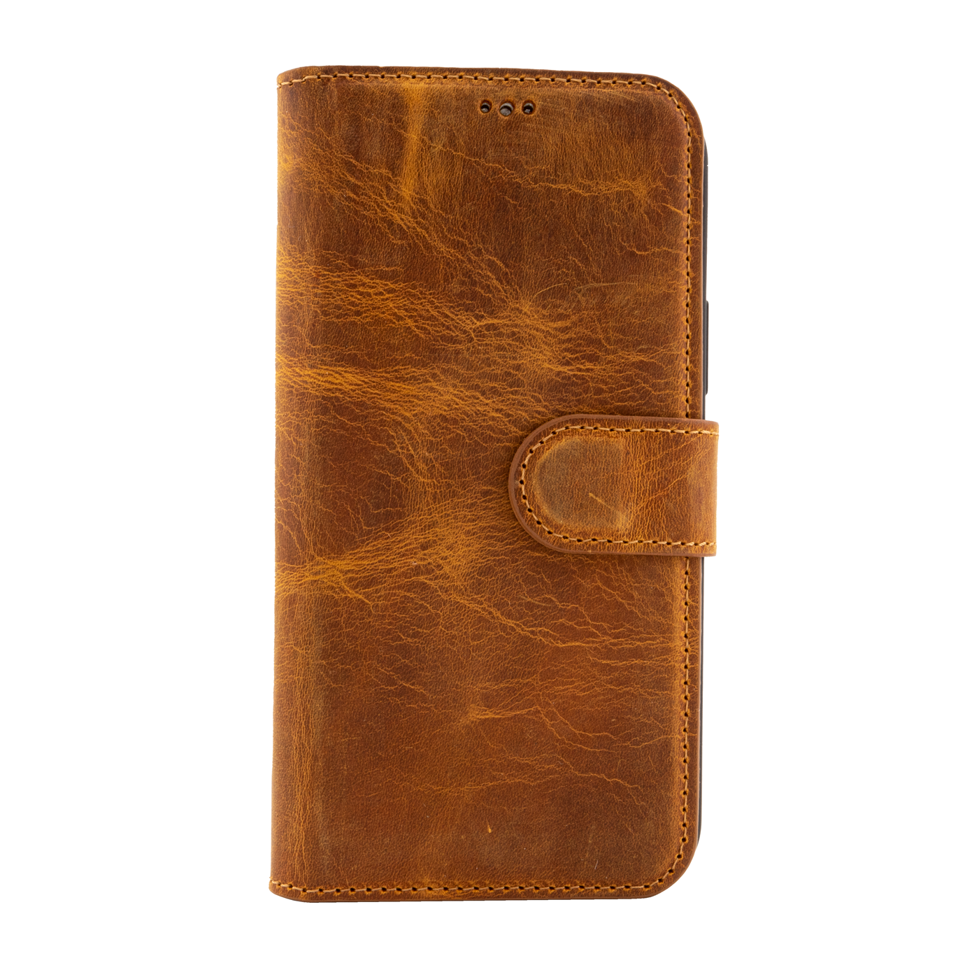 Galen Leather Co. Leather Hardback Wallet Case Iphone 12 Mini (5.4")- Crazy Horse Brown