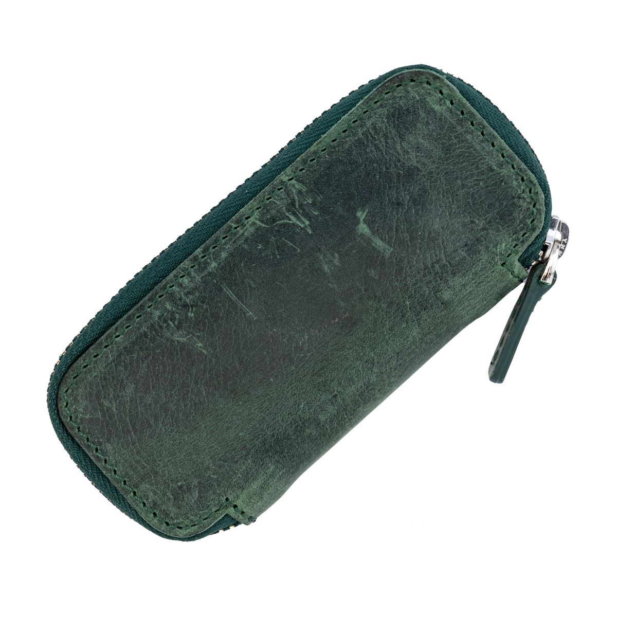 Galen Leather Co. Zippered Double Pen Case For Kaweco - Crazy Horse Green