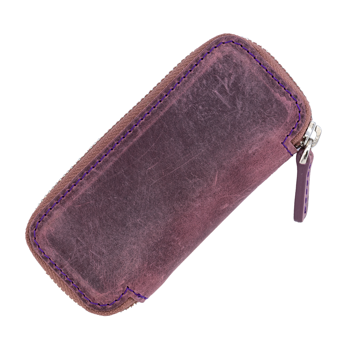 Galen Leather Co. Zippered Double Pen Case For Kaweco - Purple