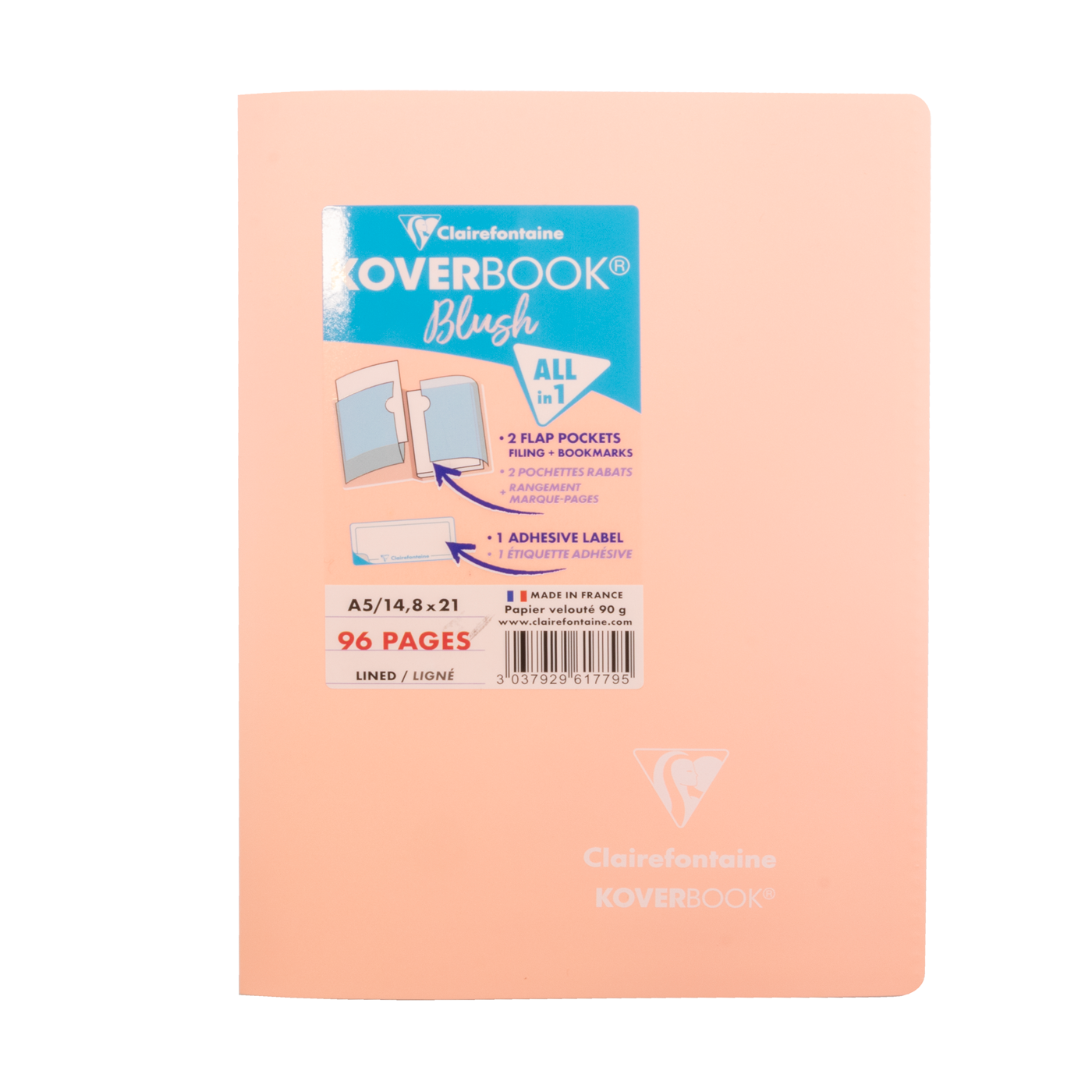 Clairefontaine Koverbook Blush- Staplebound Notebook (48 Sheets) - A5 - Corail