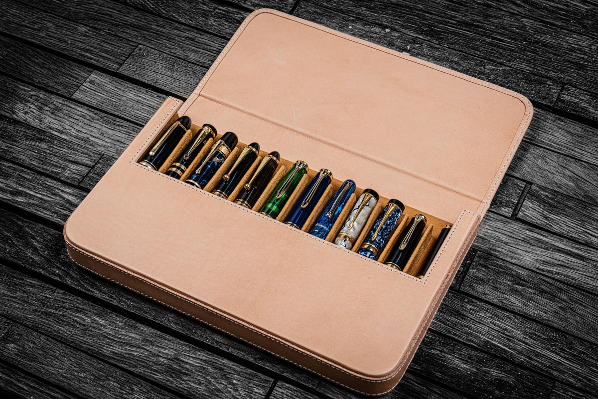 Galen Leather Co. Magnum Opus 12 Slot Hard Pen Case - Undyed Leather