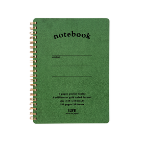 Life Stationery A5 Spiral Notebook Green