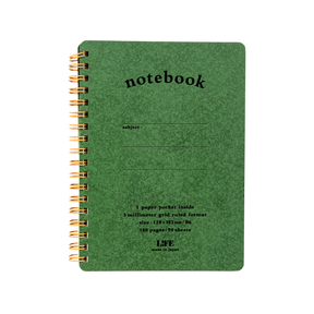 Life Stationery B6 Spiral Notebook 5mm Grid - Green