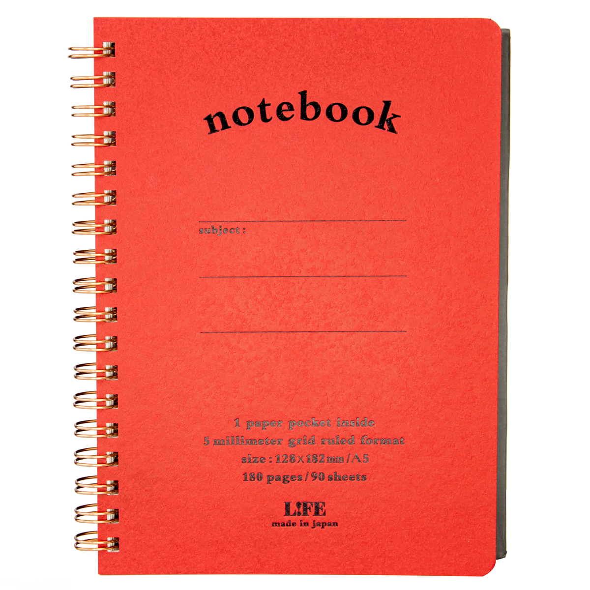 Life Stationery A5 Spiral Notebook Red