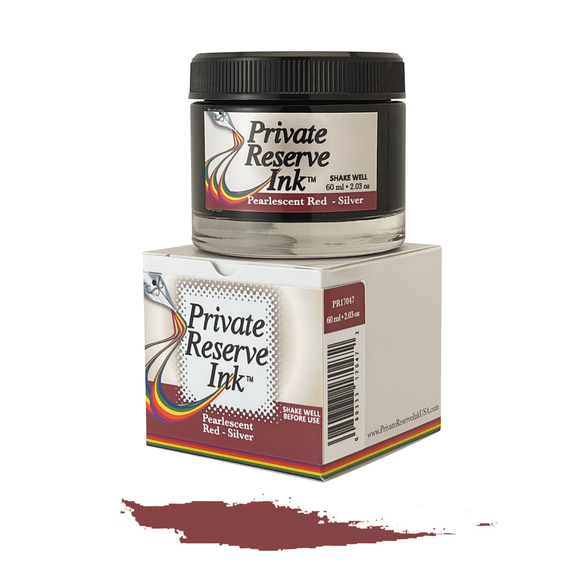 Private Reserve 60ml Pearlescent Ink Bottle - Pearlescent Red-Silver