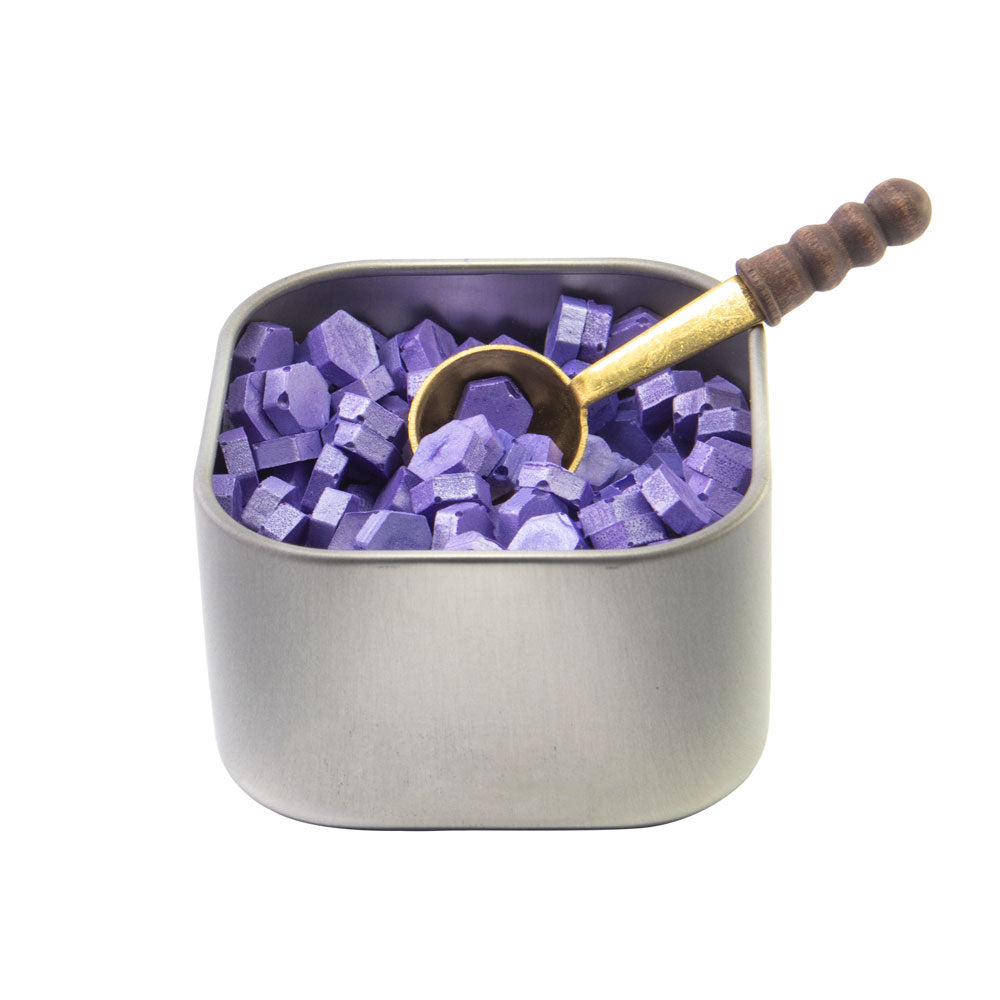 Freund Mayer Sealing Wax Beads in Tin with Spoon- Lavender Pearl