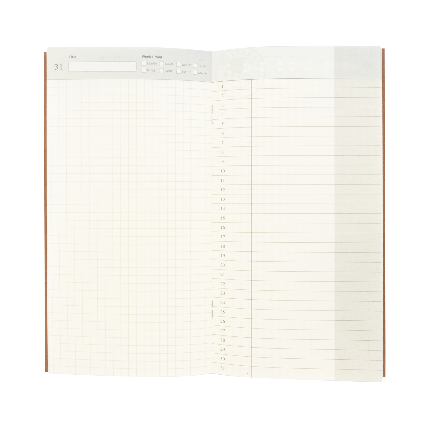 Traveler's Company 005 Regular Sized Refill - Free Diary