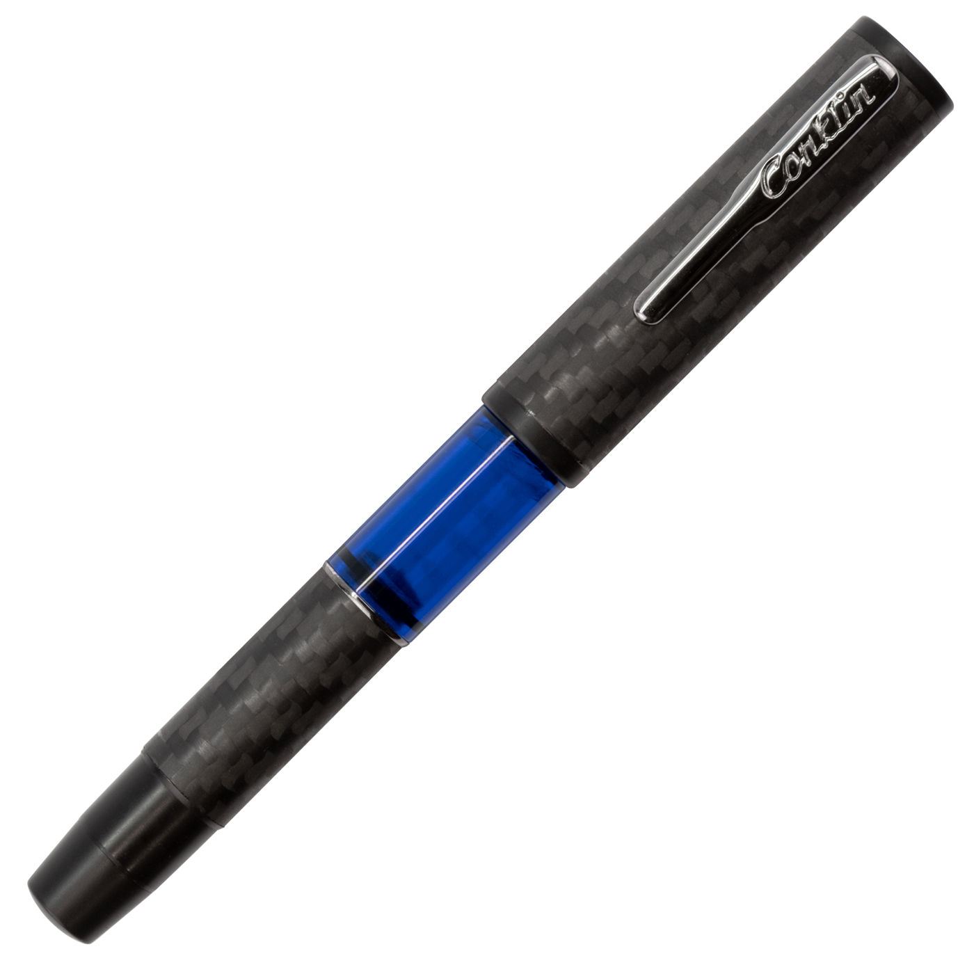 Conklin Carbon Fiber Stealth Word Gauge Fountain Pen - Blue