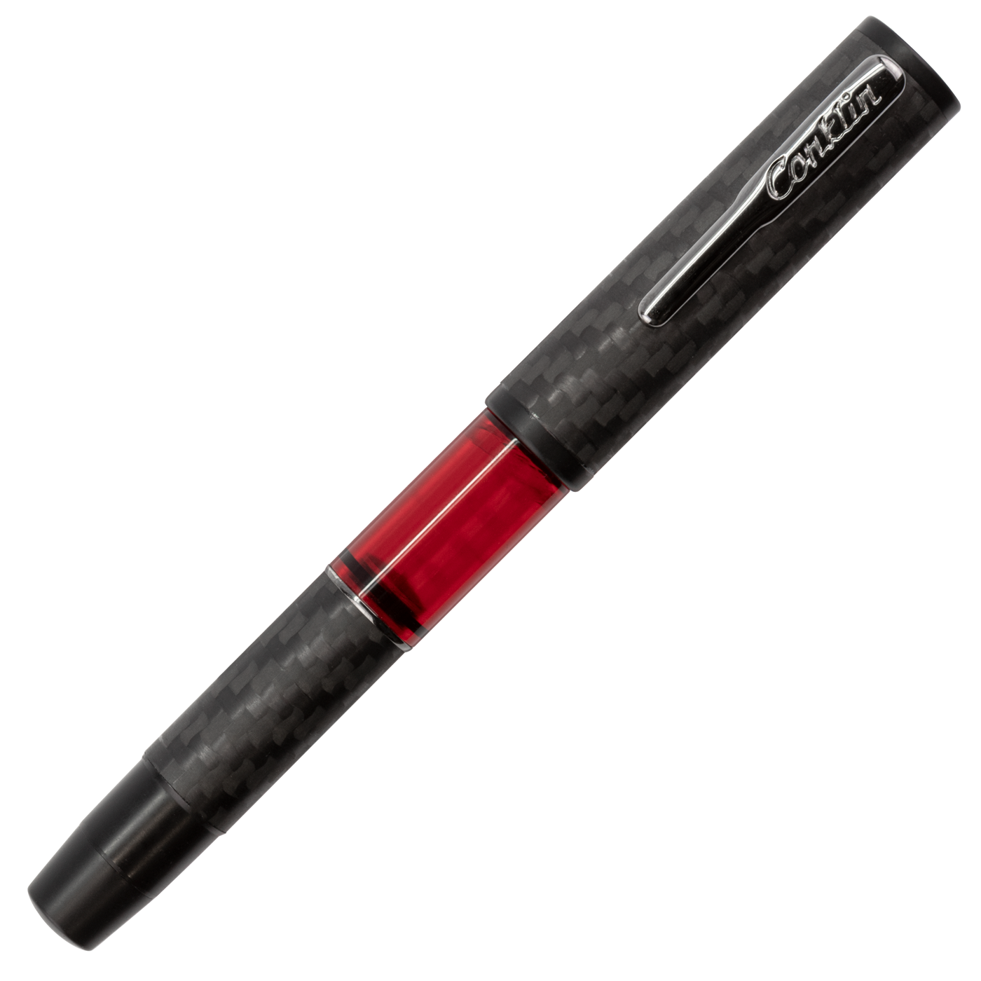 Conklin Carbon Fiber Stealth Word Gauge Fountain Pen Red