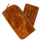 Galen Leather Co. Slip-N-Zip 4 Pen Pouch - Crazy Horse Tan