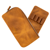 Galen Leather Co. Slip-N-Zip 4 Pen Pouch - Crazy Horse Brown
